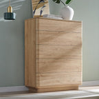 JXQTLINGMU 5 Drawer Dresser for Bedroom, 42" Tall Modern Wood Dressers, Push-to-Open Chest of Drawers for Closet Organizers & Storage, Curved Profile Design,Natural Oak