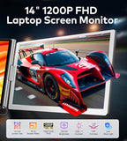 FOPO 14" Laptop Screen Extender, FHD 1200P IPS Monitor Extender, Just 1 Cable for 3 Screens Quad Monitor, Triple Extender for 12"-17.3" Laptops, Compatible with Windows 10/11 and Mac M1/M2/M3