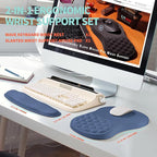 KUOSGM 2-in-1 Ergonomic Set, Wave Rise Keyboard Wrist Rest and Massage Bulge Slope Mouse Pad Wrist Support, Cushion Memory Foam Integrated to Relieve Wrist Pain, Dark Blue