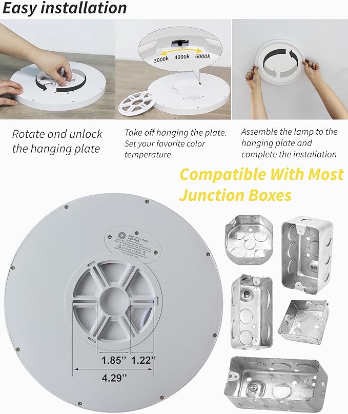 6pack 12 Inch Flush Mount Ceiling Light, 24w Led Ceiling Light, 3000k/4000k/6000k Selectable 2520lm Ceiling Lights, Super Slim Led Light Fixture For Bedroom Kitchen Living Dining Room Office (White)