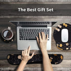 iCasso Desk Mat, Gaming Mouse Pad Wrist Support Set,4in1 XXL Large Mousepad + Keyboard Wrist Rest+Mouse Wrist Rest+Coaster Set with Ergonomic Design for Home Office Table Computer-Honeycomb
