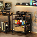 4-Tier AV Media Player Stand, Black Stereo Cabinet, Modern Stereo Cabinet, Wooden TV Stand,Game Console Shelf, Multifunctional Entertainment Center, Suitable for Home, Conference Room, Game Studio
