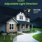 ALUSSO Motion Sensor Outdoor Lights, 30W 3500LM Flood Lights Outdoor, 3 Modes (Dusk to Dawn/Auto/On Time), 3CCT 3000K/4000K/6500K Waterproof Hardwired Security Light ETL Listed for Porch Garage, 1PC