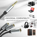 sovunis 3.5mm Stereo Audio Splitter Cable, Gold Plated 3.5mm (1/8") TRS 1 Male to 3 Female 3-Way Stereo Aux Splitter 1 Input 3 Output Stereo Audio Distributor Cable (3-Pole)