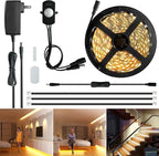 Sensky 19.7ft/6m Motion Activated LED Strip Light Kit Flexible LED Strip Motion Sensor for Bedroom, Gun Safe, Under Cabinet, Under Bed, Pantry, Kitchen, Stairway, Closet(Warm White 3000-3500K)