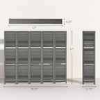 HOMCOM Room Divider, 5 Panel 67" Tall Wood Privacy Screen with 3 Display Shelves, and Folding Storage for Bedroom or Home Office, Gray