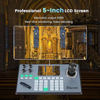 iuZee PTZ Camera Controller 4D Joystick PoE IP PTZ Keyboard with Controller 5" LCD Screen Preview, Support VISCA PELCO-P PELCO-D RS422 RS485 RS232 RJ45, for Live Streaming Meeting/Church Service/Education