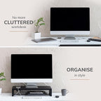 Anji Mountain Wooden Monitor Stand - Elegant Monitor Riser, Perfect Monitor Stand for Desk Organization, Durable Wood Construction monitor stands, Enhances Ergonomics and Workspace Efficiency,Black