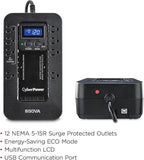 CyberPower EC650LCD Ecologic Battery Backup & Surge Protector UPS System, 650VA/390W, 8 Outlets, ECO Mode, Compact Uninterruptible Power Supply