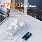 TESSAN Surge Protector Power Strip, Extension Cord with Multiple Outlets, 12 AC Outlets, 3 USB Ports(1 USB C), Flat Wall Plug, 5 Ft, 1700 Joules Protection for Home Office Dorm Room Essentials