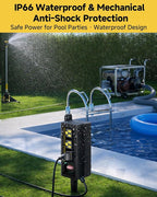 IP66 Outdoor Power Strip Waterproof,Iwister Heavy Duty Surge Protector, 10 FT Extension Cord, All-Weatherproof,6AC, Suitable for Outdoor, Work Room, Patio Gardens, Pool Parties