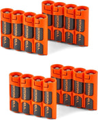 Storacell Slimline AA-4 Battery Storage Caddy and Dispenser (Pack of 4), Orange, Holds 4 AA Batteries (Not Included), Durable & Compact Design, The Original Battery Caddy, Made in The USA