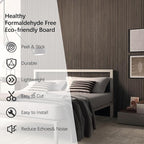 ARMURO Wood Panels for Wall 2 PCS - Extra-Long Wood Slat Wall Panel - DIY Acoustic & Soundproof Wood Wall Panels - 3d Wall Panels Peel and Stick Noise Reducing Feature Wall - (Black 11.8" W x 94.5" L)