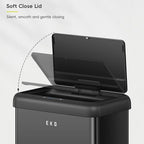 EKO Vintage 50L / 13.2 Gallon Motion Sensor Trash Can, Dual Compartment 32L + 18L Stainless Steel Kitchen Garbage Bin, Touchless Automatic Waste & Recycling Bin with Lid for Home Office, Matte Black