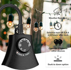 HBN Outdoor Light Timer Waterproof, Weatherproof Photocell Dusk to Dawn Light Sensor, 2/4/6/8 Countdown Timer, 3 Grounded Outlet for Christmas Lights，Hallowen Deceration，1875W 15A 1/2HP