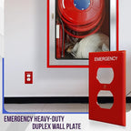 ENERLITES Duplex Receptacle Outlet Wall Plate with Emergency Label, Electrical Outlet Cover, Mid-Size Size 1-Gang 4.88" x 3.11", Unbreakable Polycarbonate Thermoplastic, UL Listed, 8821M-ER, Red