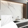 Dundee Deco Faux Marble Wall Panels - Sample - Glossy, Waterproof Indoor Wall Cladding - White, Grey Veins - Sample 6" x 6"