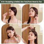 4-in-1 Wooden Gua Sha Tool Set – Facial, Body & Scalp Manual Guasha Massage Tool for Tension Relief, Includes Portable Mini Wooden Comb,Valentine’s Day Gift-Ready Box