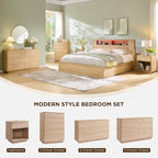 JXQTLINGMU 5 Drawer Dresser for Bedroom, 42" Tall Modern Wood Dressers, Push-to-Open Chest of Drawers for Closet Organizers & Storage, Curved Profile Design,Natural Oak