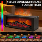 Fireplace Flame Air Diffuser Humidifier,7 Colors Aromatherapy Essential Oil Diffuser,Ultrasonic Aroma Humidifier with Timer for Home,Bedroom,Office,Yoga (Black, L)