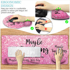 LIMKRIAN Pink Mouse Pad Set, Ergonomic Mouse Pad with Wrist Rest Keyboard Wrist Support, Large Desk Matt for Desktop, Gaming Mousepad Cup Coaster Set, Cute Pink Office Desk Accessories Decor Supplies