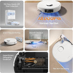 DREAME D20 Pro Plus Robot Vacuum, 13,000Pa Suction, DuoBrush for Pet Hair, Corner Cleaning, Self Emptying, LDS Navigation Laser Avoidance, Vacuum Mop, Hard Floors&Carpets, 5,200mAh Battery White