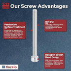 Kozelo 20pcs Socket Head Cap Screws - [M5-0.8 x 55mm] 304 Stainless Steel Allen Socket Drive for Electrical Motor 3D Printing Fan Engine Replacement Use, Silver