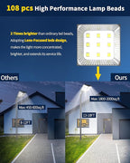 Ofuray Of-800W Solar Street Lights Outdoor, 80000LM Solar Security Flood Lights Parking Lot Lights Dusk to Dawn, 6500k Waterproof Led with Remote Control Motion for Street,Court,Barn