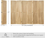 Pegboard Display, 5.6Ft Portable Freestanding Wall Organizer Wooden Room Divider Folding Privacy Screens for Craft Art Display Board (6panels, Natural)