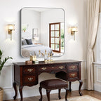FORBATH 40x36 Inch Silver Bathroom Mirror for Over Sink, Large Rectangular Wall Mirror with Metal Frame, Rounded Corners for Bathroom, Bedroom, Entryway Decor (Horizontal or Vertical)