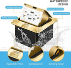 Vagueior Recessed Floor Electrical Outlet Kit,Waterproof Electrical Outlet Covcer Box,Hidden 4.8A USB+20A Tamper-Resistant Receptacle Outlet with Slow Elastic Damping ，ETL Certified,Gold (2 Pack)