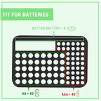 stukcaze Battery Organizer Storage Case with Tester for AA AAA Button Battery Holder Carrying 3 Batteries Variety Pack 88 Batteries Zipper Mesh Bag (Batteries Not Included) (black-green)