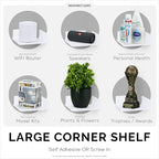 BRAINWAVZ 6.5" Corner Shelf Mount for Speakers, Cameras, Baby Monitors, Plants, Books Electronics, Collectibles & More, Adhesive & Screw in Floating Shelves (White)