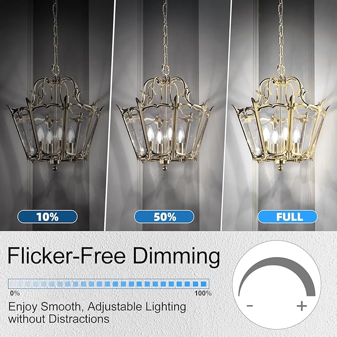 GvvooHome LED Candelabra Light Bulbs, E12 Bulb dimmable, 4W,40 watt Equivalent, Chandelier Light Bulbs, B10 Candle Bulb 5000K Daylight, 90+CRI, 400LM, Clear Glass, 48 Pack