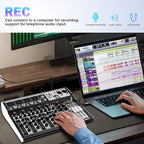 6 Channel Audio Interface Sound Board Mixing Console 16-Bit DSP DJ Mixer Audio Reverb Effect +48V Phantom Bluetooth Studio Audio Mixer For Karaoke Studio Streaming Recording