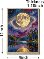 URVIP LED Glowing Photo Frame, 3D Starry-Sky Blue Moon Wall Art, 9x12 Inches Dimmable Light Up Light Painting for Bedroom, Unique Aesthetic Decor, Great Birthday Gift for Women Men