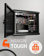 ECHOGEAR 9U Network Rack - Enclosed Wall Mount Rack Kit Includes 2X 1U Shelves, Pre-Mounted Fan, Lockable Door & Hardware - 600mm Depth Fits All Your AV Gear