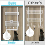 Kaiferty Over The Door Hooks Organizer, Coat Rack Over The Door Storage Hanger Towel Rack, Back of Door Storage Organizer for Bathroom,Bedroom,Kitchen,Office (White, 3-Tier)