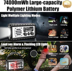 QAUYYW Emergency Radio, 20000mAh/74000mWh Weather Radio, Solar Hand Crank Radio with AM/FM/NOAA/SW Weather,Flashlight & Reading Lamp, SOS Alarm, Phone Charger for Indoor Outdoor Emergency