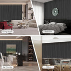 ARMURO Wood Panels for Wall - 2 Pack Black Panels for Wall Decor - Black Oak Wood Veneer Sound Absorbing Panel - Black Wall Panels 12.6" W x 94.5" L