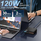 750W USB C Charger Block,10-Port Charging Station GaN Fast Charging Type C & USB A Wall Charger Adapter for MacBook Pro/Air,iPhone,iPad,Dell XPS,Samsung Galaxy (Bright Black)