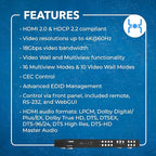 OREI 4K 4x4 HDMI Matrix Video Wall Controller Processor Multiviewer Display Upto 4K 60hz 2x1, 1x2, 1x3, 1x4 Supports 180 Degree Rotate RS-232 Audio Extraction (UHD-44MVW)