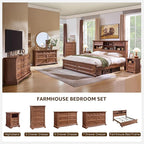 Farmhouse Nightstand with Charging Station, 18" End Table with 2 Drawers Storage and 1 Storage Shelf, Wooden Sofa Table w/Roman Column, , Bedside Cabinet for Bedroom, Living Room, Reclaimed Barnwood