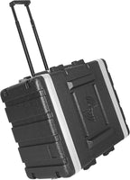 Sound Town Lightweight 6U PA DJ Rack/Road Case with 5U Rack Space, ABS Construction, 19” Depth, Retractable Handle, Wheels and Heavy-Duty Latches (STRC-A6UT)