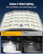 ONLYWIN Solar Lights Outdoor Bright Solar Dusk to Dawn Light with 3000mAh Battery, IP65 Waterproof Remote Control Outdoor Light, 3 Working Modes for Garage, Porch, Patio, Shed, 2-Pack