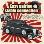 WS-1934 Retro Classic Car Bluetooth Replica Speaker – Wireless HD Sound with FM Radio,TWS Stereo,LED Party Lights,Built-in Microphone Hands-Free Call, Surprise Portable Gift for Party Use(Black)