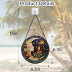 DASTOLL Stained Glass Window Hanging, Moon Goddess Torch Suncatcher Diamond Glass Panel Hangings Dream Sun Catchers Decor for Birthday for Women, Men, Wife, Aunt, and Mom 6.3 in