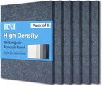 BXI Sound Absorber - 31.5 X 23.6 X 3/8 Inches 6 Pack High Density Acoustic Absorption Panel, Sound Absorbing Panels Reduce Echo Reverb, Tackable Acoustic Panels for Wall and Ceiling Acoustic Treatment
