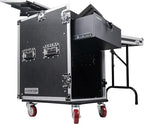 Sound Town Heavy-Duty 1/2" (12mm) Plywood 14U PA DJ Pro Audio Rack/Road ATA Case with 11U Slant Mixer Top, Locking Drawer, Side Table, 20’’ Rackable Depth and Casters (STMR-14TD3)