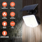 JumJam 153 LED Solar Wall Lights, 180°Beam Angle Solar Security Lights Outdoor, Motion Sensor Lights Outside with Remote, Waterproof Flood Light for Porch, Patio,Yard,Garage,2 Pack